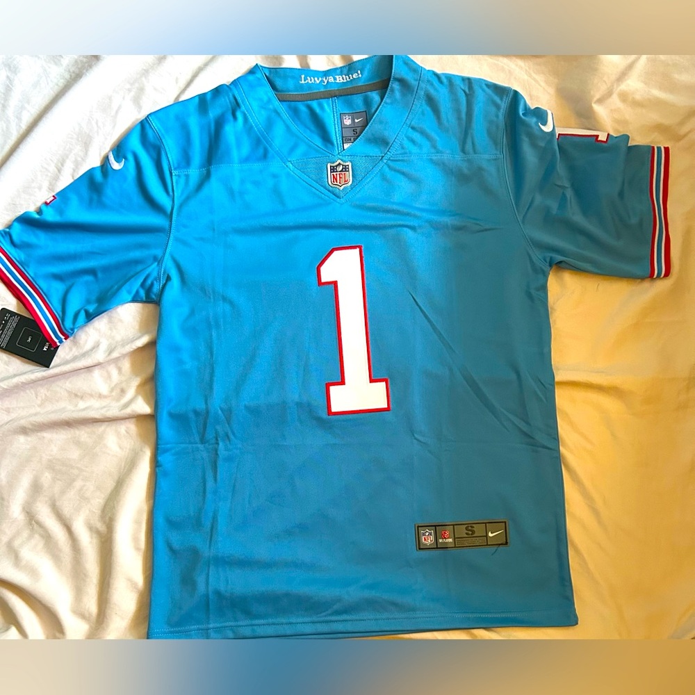 Nike Light Blue NFL Jersey with Number 1